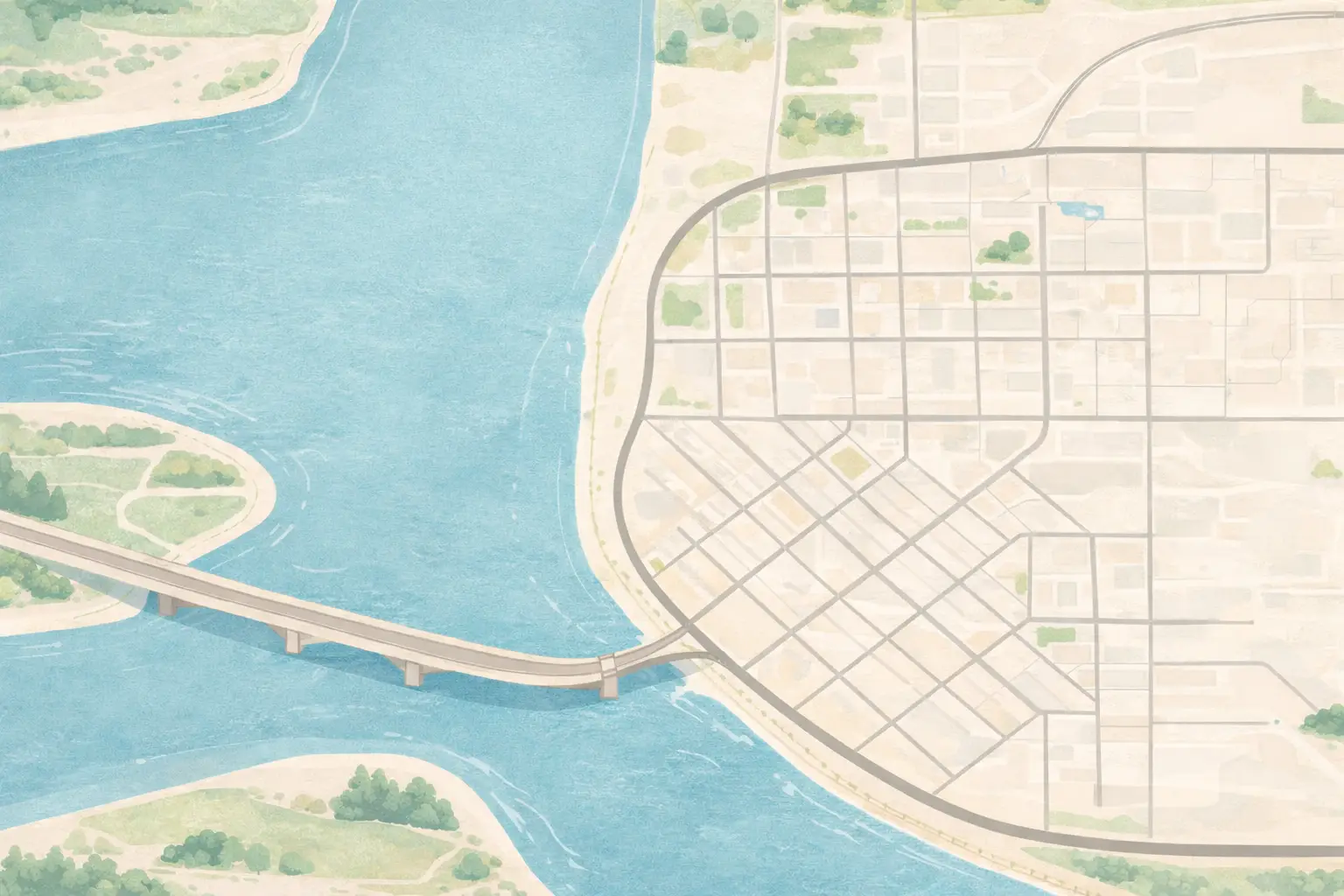 Illustrated map of Prescott with The Harbor, The Port, Port After Dark, Condos at The Cove and The Cove Guest House