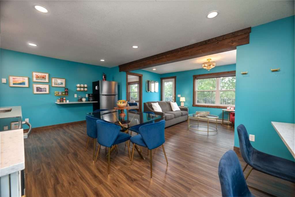 Condo living and dining space at The Cove